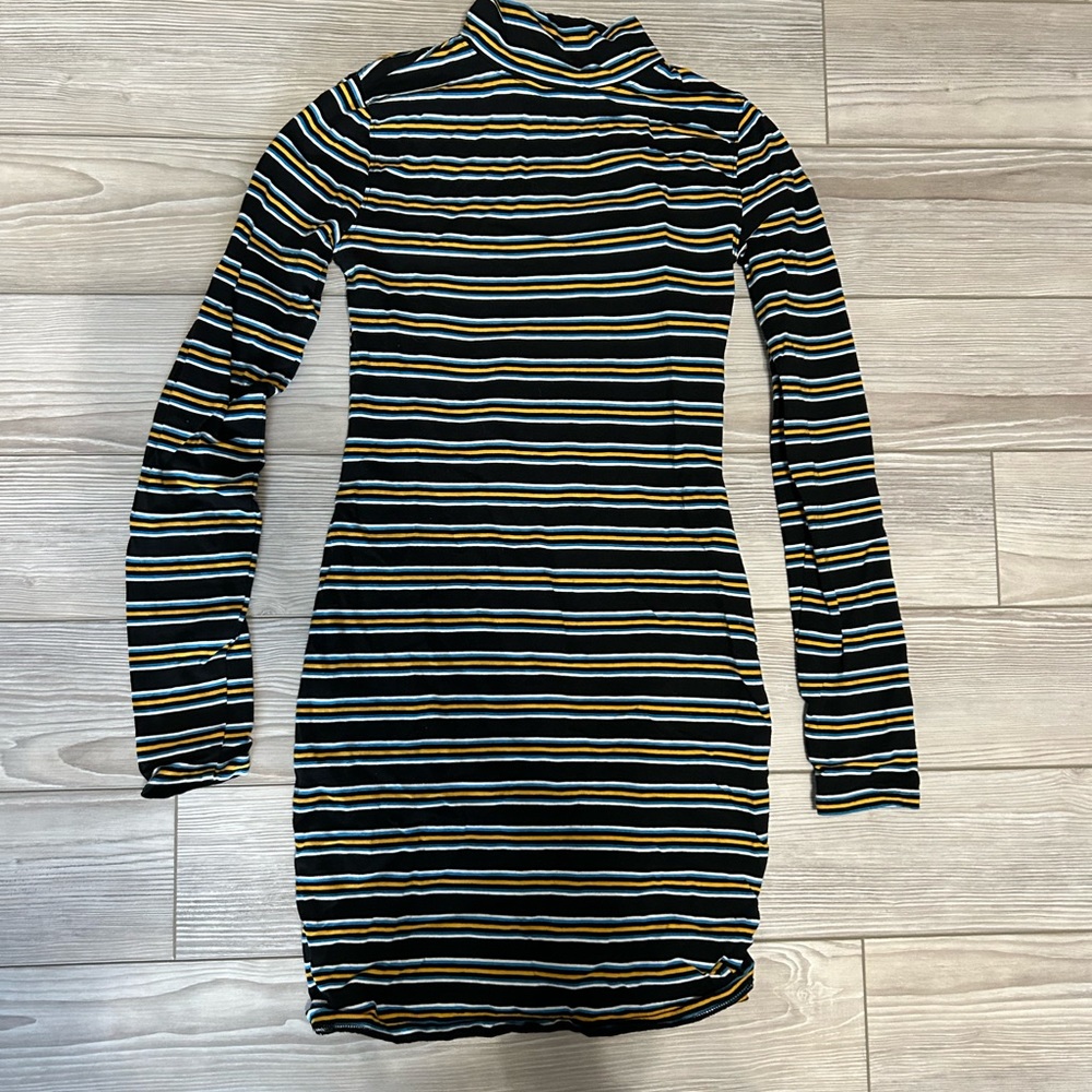 Wild fable XS striped dress blue and yellow